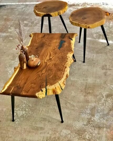 ardıç ağacı sehpa, dekoratif sehpa, doğal kütük sehpa